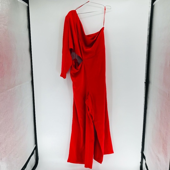 Sergio Hudson Pants - Sergio Hudson One Sleeve Cut Out Red Jumpsuit Size 2X